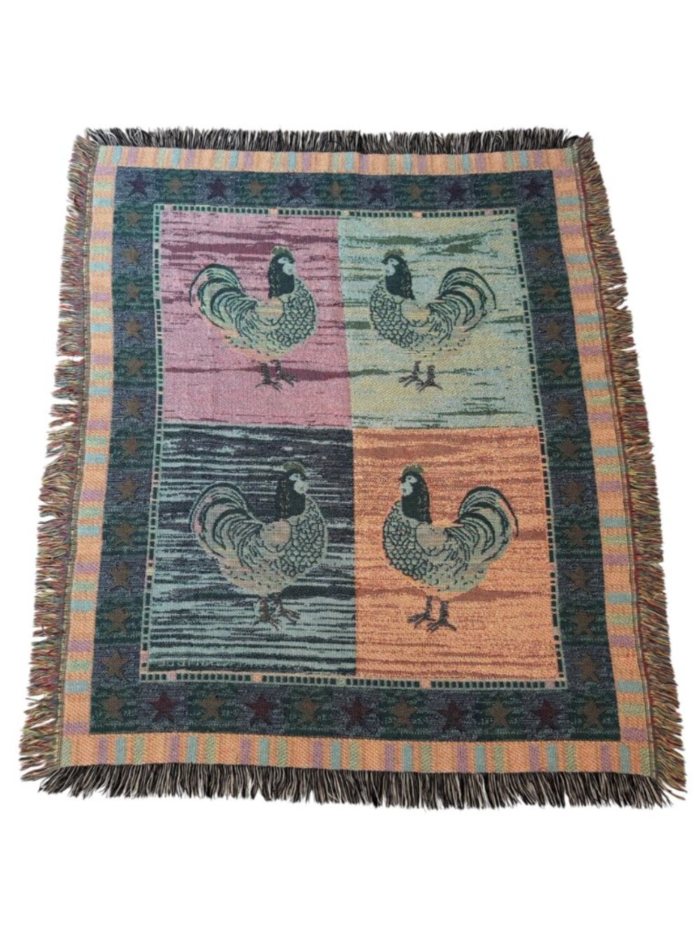 Warren Kimble Rooster Tapestry Throw Blanket 48in x 57in Home Country Farmhouse - Picture 7 of 13